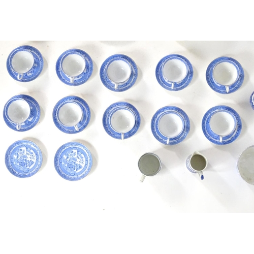 179 - A large quantity of assorted blue and white wares to include Wedgwood Willow pattern teapot, a Wedgw... 