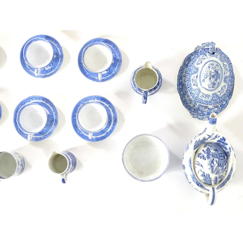 179 - A large quantity of assorted blue and white wares to include Wedgwood Willow pattern teapot, a Wedgw... 