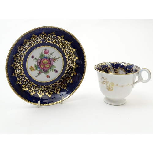 182 - A large quantity of 19thC and later assorted cups and saucers to include Copeland Garrett with hand ... 