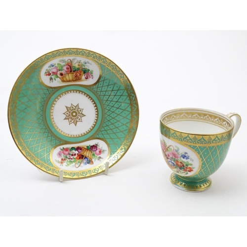 182 - A large quantity of 19thC and later assorted cups and saucers to include Copeland Garrett with hand ... 