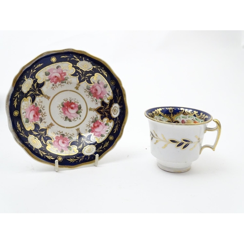 182 - A large quantity of 19thC and later assorted cups and saucers to include Copeland Garrett with hand ... 