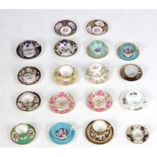 182 - A large quantity of 19thC and later assorted cups and saucers to include Copeland Garrett with hand ... 