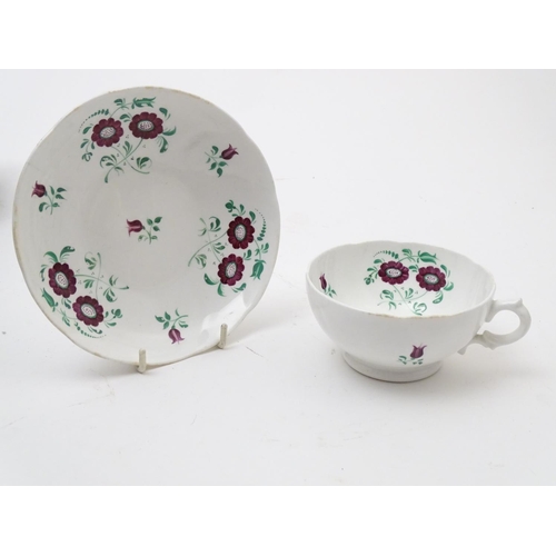 182 - A large quantity of 19thC and later assorted cups and saucers to include Copeland Garrett with hand ... 