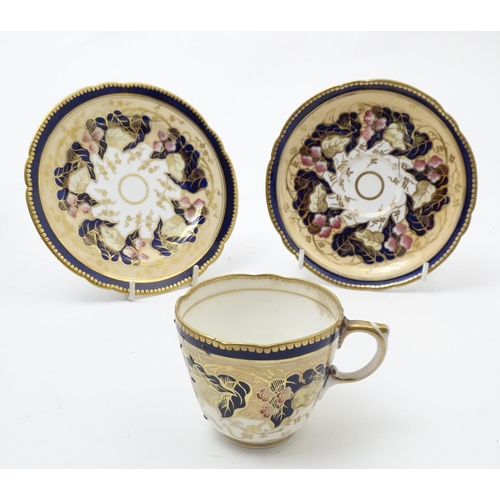 182 - A large quantity of 19thC and later assorted cups and saucers to include Copeland Garrett with hand ... 