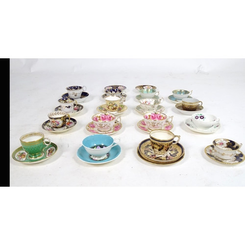 182 - A large quantity of 19thC and later assorted cups and saucers to include Copeland Garrett with hand ... 