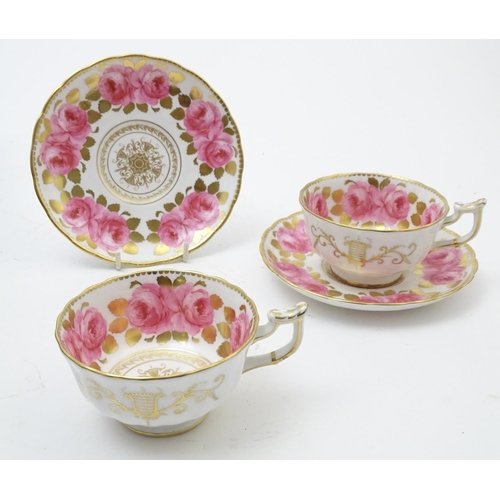 182 - A large quantity of 19thC and later assorted cups and saucers to include Copeland Garrett with hand ... 