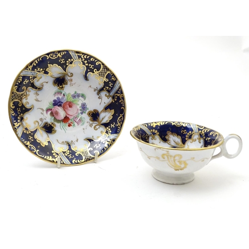 182 - A large quantity of 19thC and later assorted cups and saucers to include Copeland Garrett with hand ... 