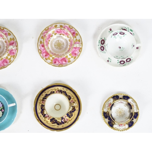 182 - A large quantity of 19thC and later assorted cups and saucers to include Copeland Garrett with hand ... 