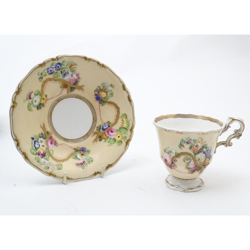 182 - A large quantity of 19thC and later assorted cups and saucers to include Copeland Garrett with hand ... 