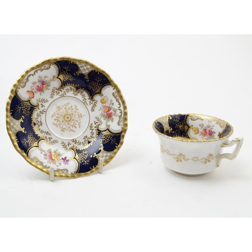 182 - A large quantity of 19thC and later assorted cups and saucers to include Copeland Garrett with hand ... 