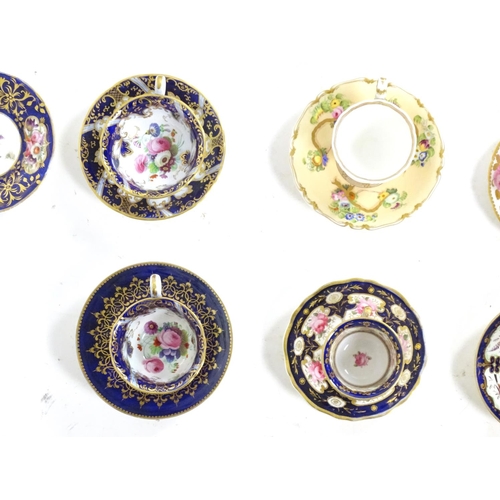 182 - A large quantity of 19thC and later assorted cups and saucers to include Copeland Garrett with hand ... 