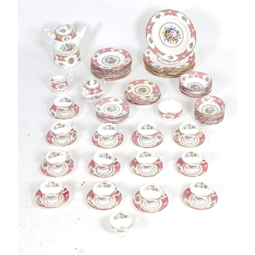 184 - A quantity of Royal Albert tea and dinner wares in the pattern Lady Carlyle, to include teapot, teap... 