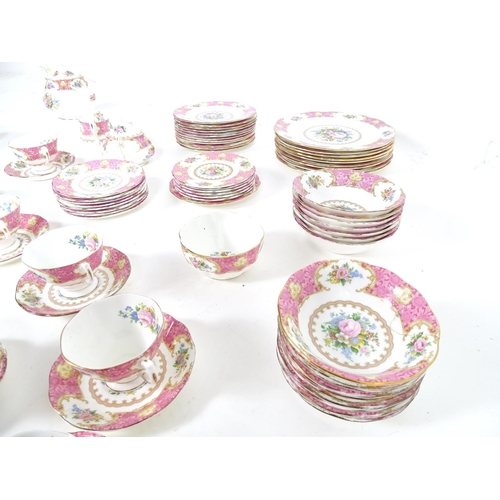 184 - A quantity of Royal Albert tea and dinner wares in the pattern Lady Carlyle, to include teapot, teap... 