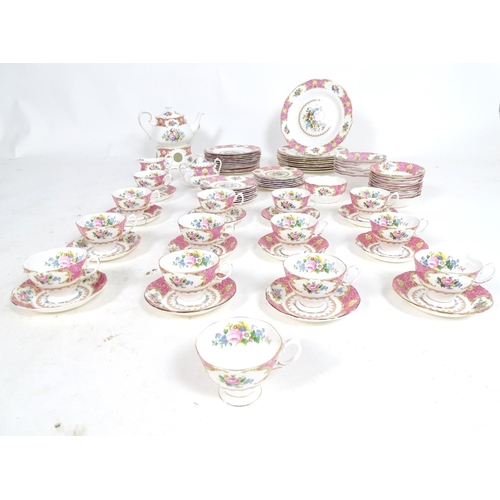 184 - A quantity of Royal Albert tea and dinner wares in the pattern Lady Carlyle, to include teapot, teap... 