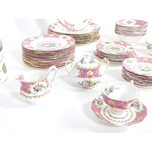 184 - A quantity of Royal Albert tea and dinner wares in the pattern Lady Carlyle, to include teapot, teap... 