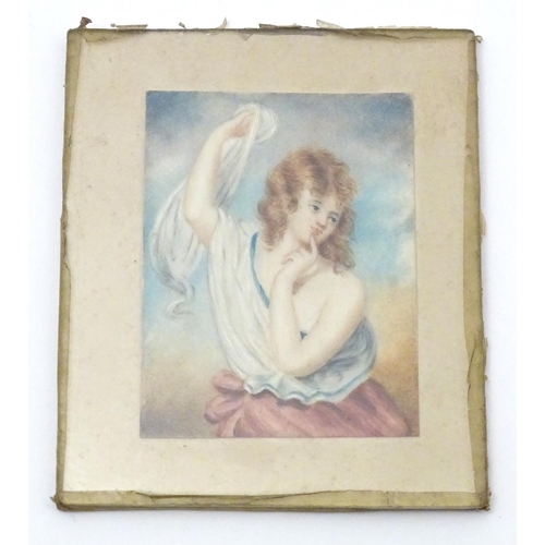 824 - A 19thC watercolour portrait miniature after John Wood (1801–1870), depicting a Sylph. Ascribed vers... 