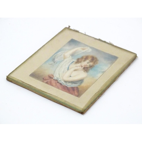 824 - A 19thC watercolour portrait miniature after John Wood (1801–1870), depicting a Sylph. Ascribed vers... 