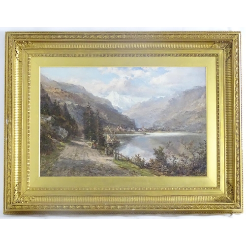 1551 - Robert Hudson, XIX, Oil on canvas, A Swiss lake scene. Signed and dated 1883 lower left. In a gilt f... 