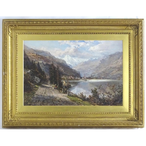 1551 - Robert Hudson, XIX, Oil on canvas, A Swiss lake scene. Signed and dated 1883 lower left. In a gilt f... 