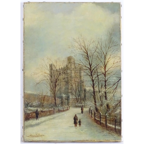 1558 - Henry Hopper, XIX, Oil on canvas, A winter scene with figure walking toward Rochester Castle, Kent. ... 