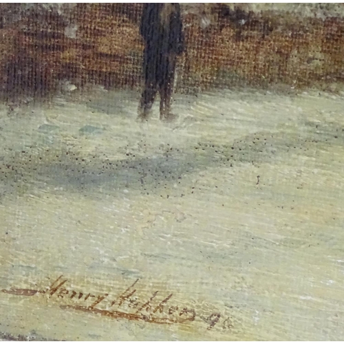 1558 - Henry Hopper, XIX, Oil on canvas, A winter scene with figure walking toward Rochester Castle, Kent. ... 