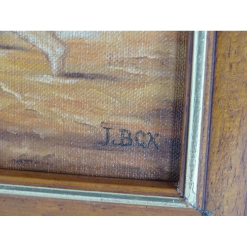 1572 - J Box, XX, Oil on canvas laid on board, A portrait of a prize pig in a sty. Signed lower right. Appr... 