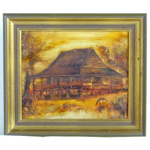 1579 - N. Norton, XX, Oil on board, A rural scene with a farmhouse. Signed lower right. Approx. 9 3/4