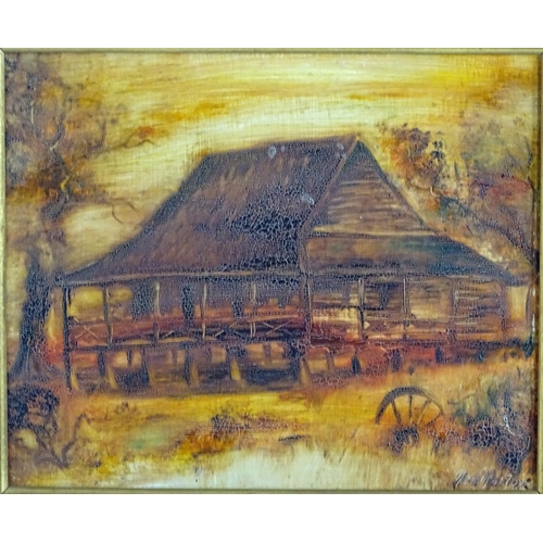 1579 - N. Norton, XX, Oil on board, A rural scene with a farmhouse. Signed lower right. Approx. 9 3/4