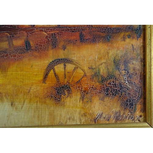 1579 - N. Norton, XX, Oil on board, A rural scene with a farmhouse. Signed lower right. Approx. 9 3/4