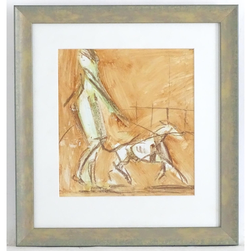 1655 - Con Campbell, XX, Mixed Media, Walking the Dog. Signed upper right. Approx. 9 3/4