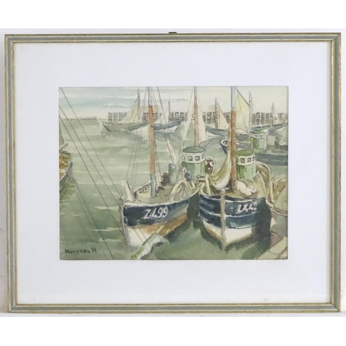 1662 - Kuypers, XX, Watercolour, A harbour scene with fishing boats. Signed lower left. Approx. 10 1/4