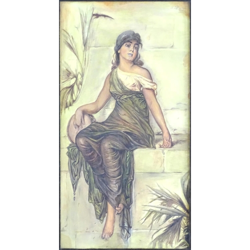 1671 - Nathaniel Sichel (1843-1907), German School, Watercolour, An Oriental Egyptian beauty on a ledge wit... 