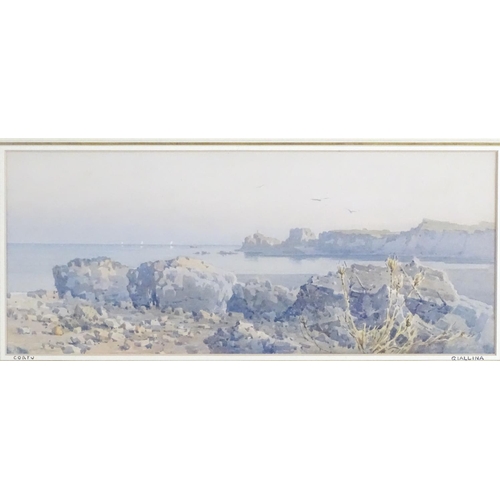 1673 - Angelos Giallinas (1857-1939), Greek / Italian School, Watercolour, Corfu coastline view. Ascribed t... 