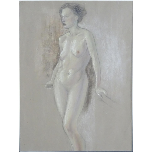 1699 - XX, Pencil and pastel drawing on paper, A study of a standing female nude. Approx. 16 3/4