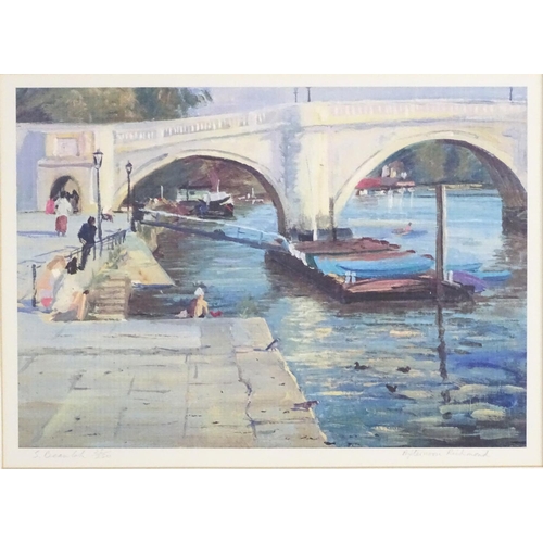 1724 - XX, Limited edition colour print. no. 25/250, Afternoon Richmond, A view of Richnond Bridge with fig... 