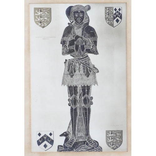 1729 - XX, Monochrome print, A portrait of Sir Thomas Giffard, Lord of the Manor of Twyford, after a monume... 