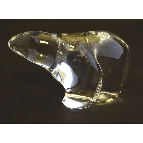 213 - A figural art glass ornament formed as a polar bear, signed to the base 'Hadeland' (Hadeland Glasver... 