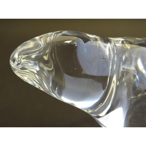 213 - A figural art glass ornament formed as a polar bear, signed to the base 'Hadeland' (Hadeland Glasver... 