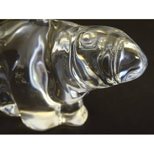 213 - A figural art glass ornament formed as a polar bear, signed to the base 'Hadeland' (Hadeland Glasver... 