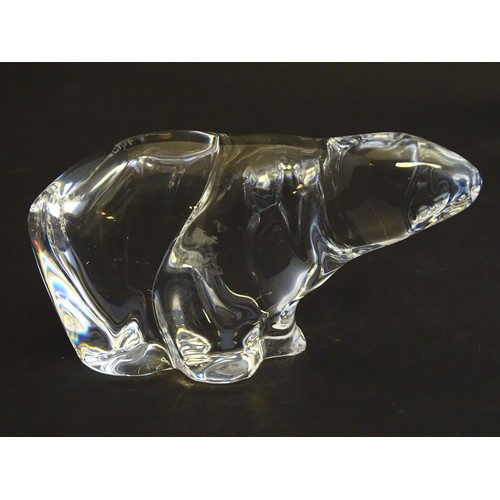 213 - A figural art glass ornament formed as a polar bear, signed to the base 'Hadeland' (Hadeland Glasver... 