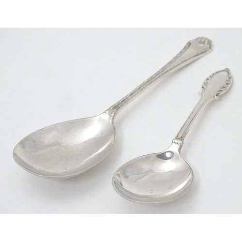 235 - Two silver jam / preserve spoons one hallmarked London 1928 maker Deakin & Francis, the other Birmin... 