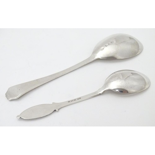 235 - Two silver jam / preserve spoons one hallmarked London 1928 maker Deakin & Francis, the other Birmin... 