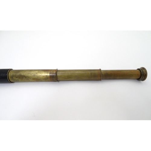 674 - Militaria: an early to mid 20thC pocket four drawer telescope, of brass construction with leather co... 