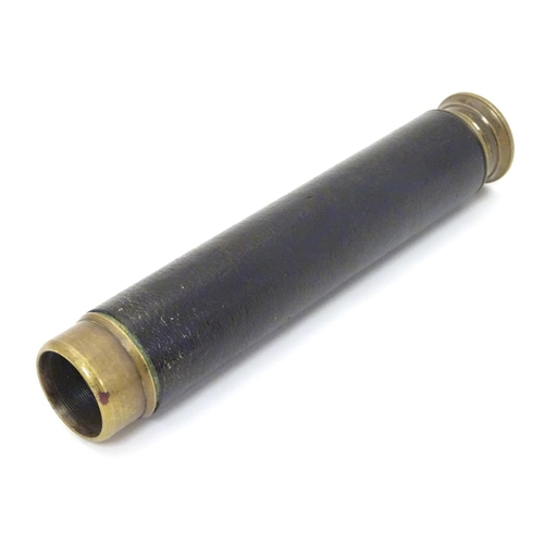 674 - Militaria: an early to mid 20thC pocket four drawer telescope, of brass construction with leather co... 