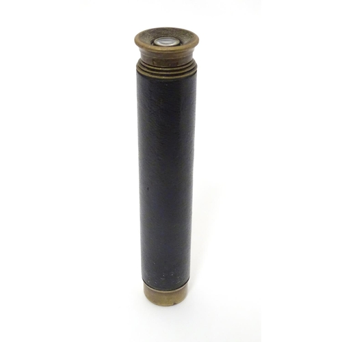 674 - Militaria: an early to mid 20thC pocket four drawer telescope, of brass construction with leather co... 