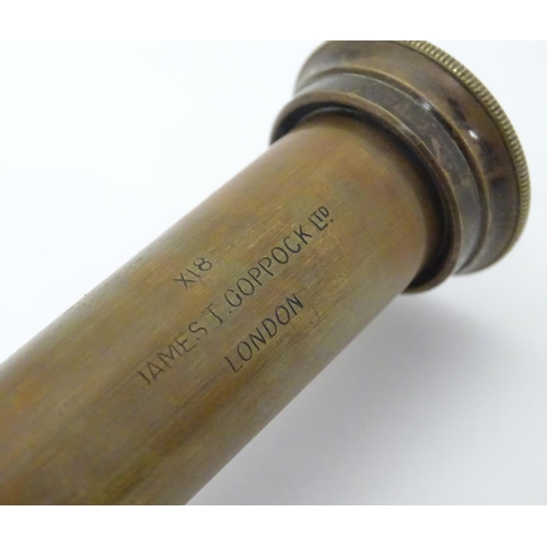 674 - Militaria: an early to mid 20thC pocket four drawer telescope, of brass construction with leather co... 