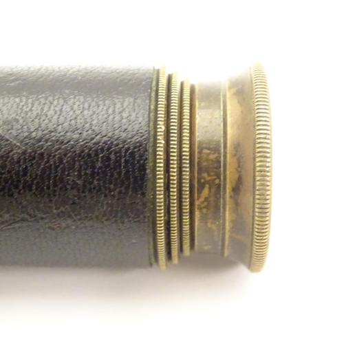 674 - Militaria: an early to mid 20thC pocket four drawer telescope, of brass construction with leather co... 