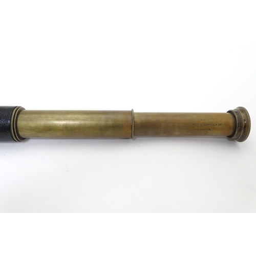 674 - Militaria: an early to mid 20thC pocket four drawer telescope, of brass construction with leather co... 