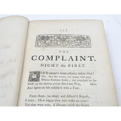 731 - Book: The Complaint: or, Night Thoughts on Life, Death & Immortality, A long poem by the English poe... 