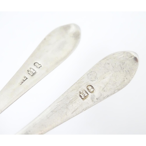 233 - Two Geo III Scottish Celtic point teaspoons with bright cut decoration  5 1/4